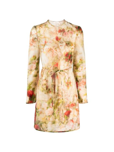 Luminosity floral-print silk minidress