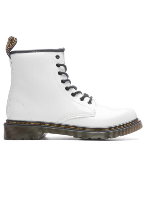 Dr. Martens WOMEN'S 1460 PATENT LEATHER BOOTS - WHITE PATENT LAMPER
