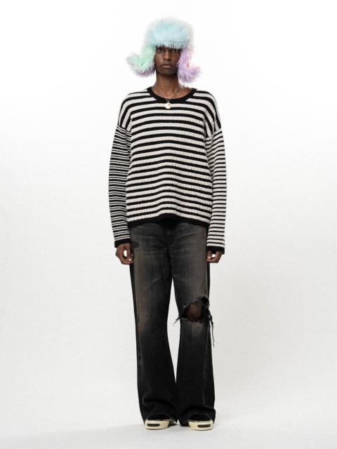KAMIYA Horizontal Multi Stripe Bouclé Knit
