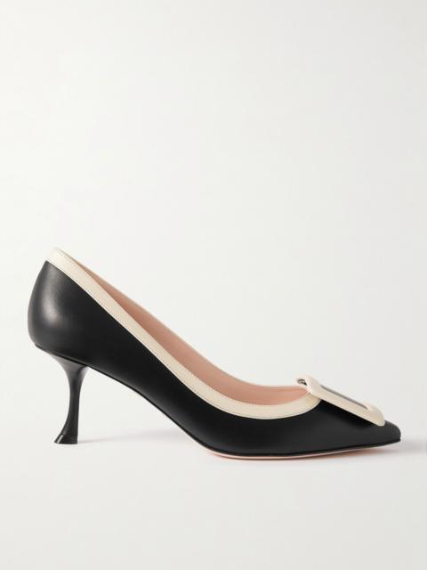 Roger Vivier Viv' In The City 65 buckled two-tone leather pumps Black