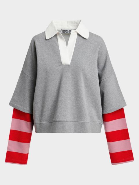 ESSENTIEL ANTWERP Kantelou Mixed-Media Polo Sweatshirt