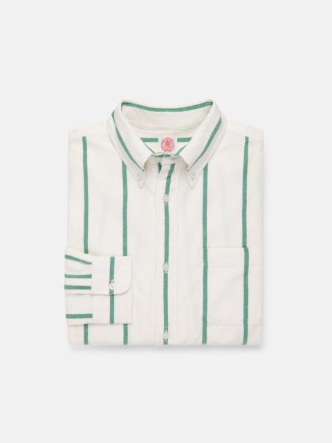 J. PRESS GREEN WOVEN STRIPE BRUSHED BUTTON DOWN SPORT SHIRT