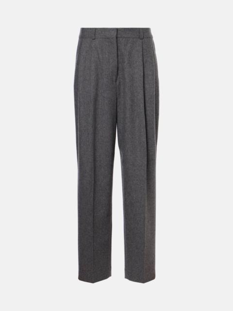 Low-rise wool-blend flannel straight pants