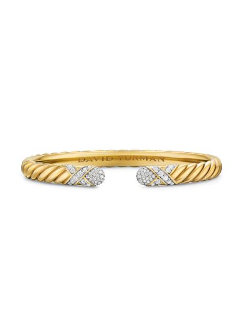DAVID YURMAN Women's Sculpted Cable x Cuff Bracelet in 18K Yellow Gold - Diamond