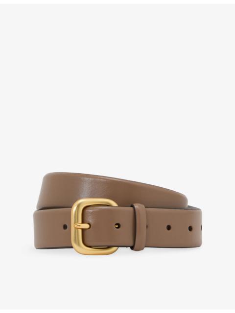 REISS Arden Square-Buckle Leather Belt