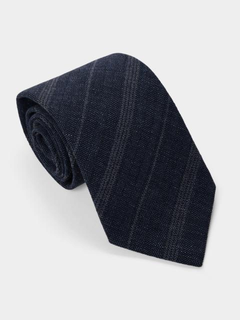 TODD SNYDER Italian Wool-Linen Stripe Tie