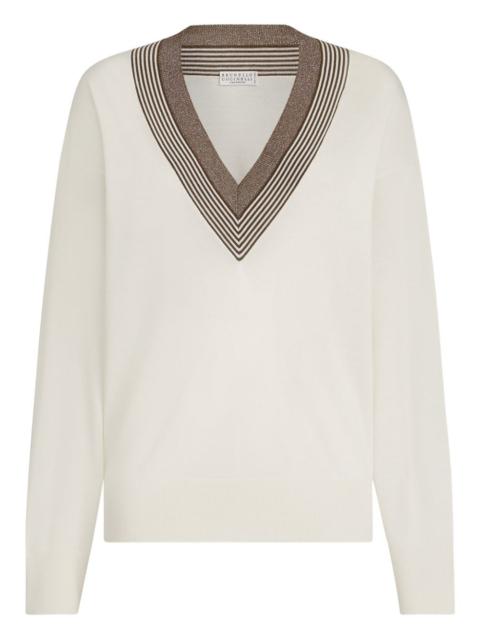 Brunello Cucinelli striped V-neck sweater