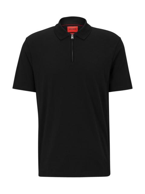 HUGO COTTON-BLEND POLO SHIRT WITH ZIP PLACKET