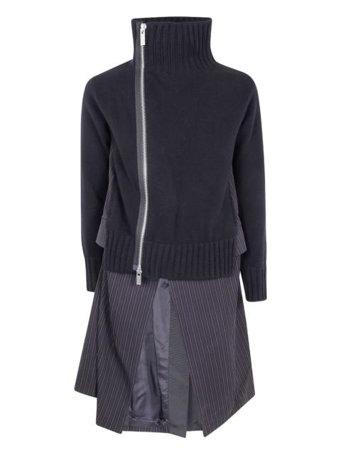 sacai zip-up pinstripe coat