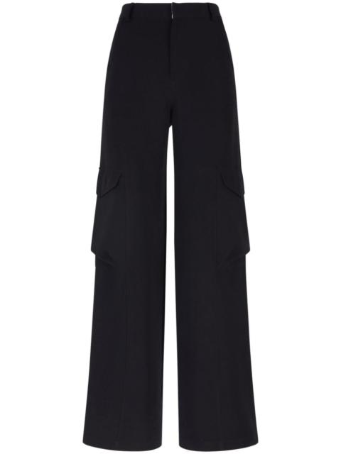 high-waisted gabardine cargo trousers