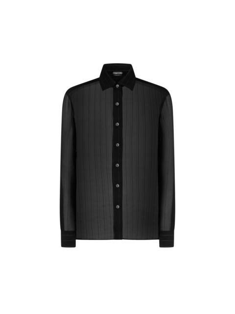 TOM FORD LUREX STRIPED SILK GEORGETTE SHIRT