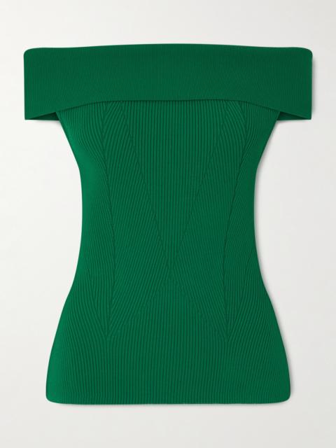 Givenchy Off-the-shoulder Paneled Ribbed-knit Top