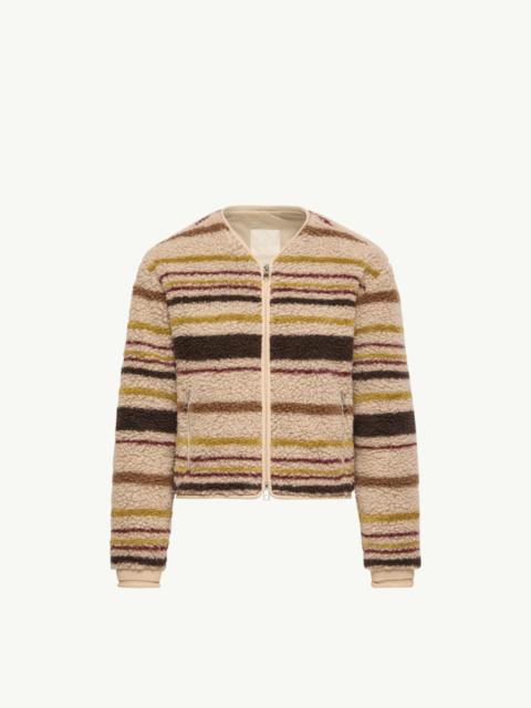 Moncler Striped Teddy Zip-Up Cardigan