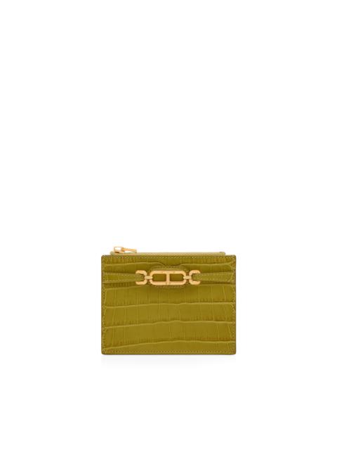 STAMPED CROCODILE LEATHER WHITNEY ZIPPED CARD HOLDER