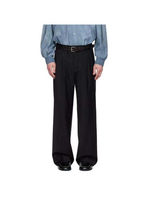 SUNFLOWER Black Wide Pleated Trousers