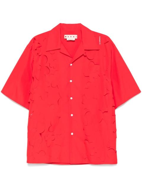 Marni logo-embroidered cut-out shirt
