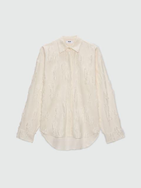 MSGM White fil coupe shirt with frayed details.