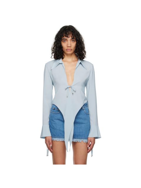 SYSTEM Blue Self-Tie Blouse