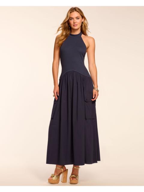 RAMY BROOK Simonne Cotton Knit Combo Halter Maxi Dress
