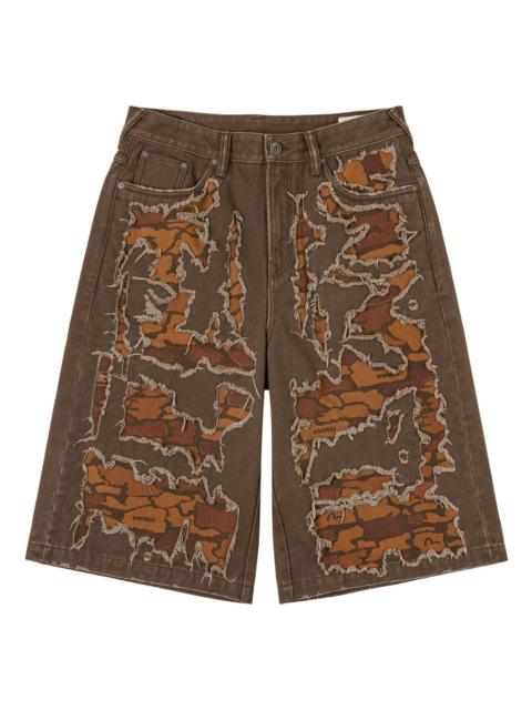 EVISU Ishigaki Camouflage Patchwork Denim Shorts