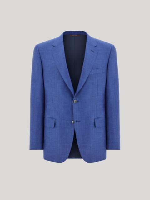Canali LIGHT BLUE AND BLUE WOOL, SILK AND LINEN REGULAR-FIT JACKET