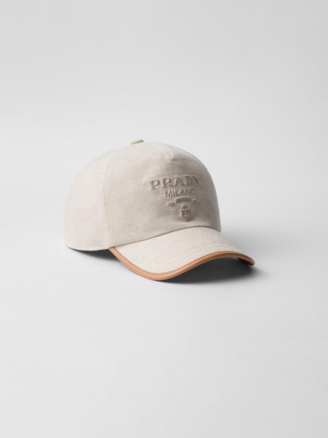 Linen blend baseball cap