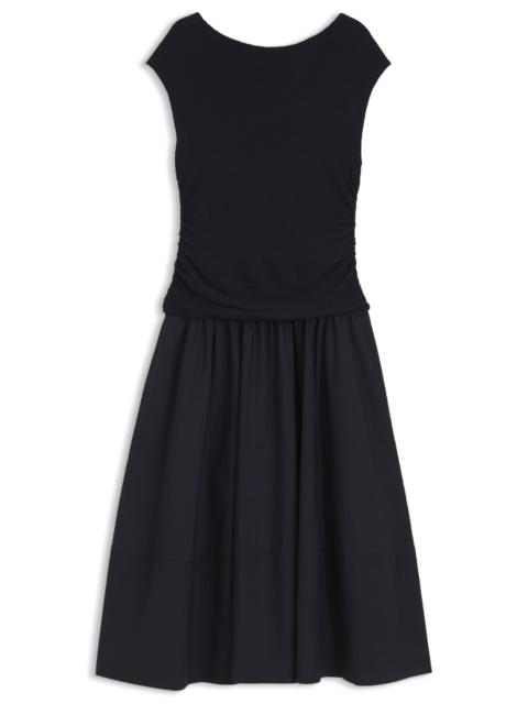 BOSS STRUCTURED-JERSEY DRESS WITH POPLIN SKIRT