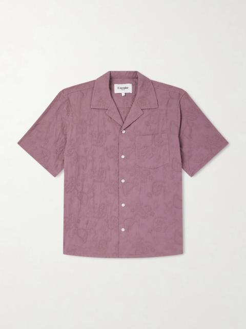 Corridor Camp Collar Paisley-Embroidered Cotton Shirt