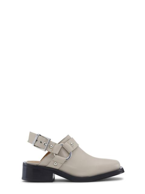 GANNI BEIGE SLINGBACK BIKER MULES