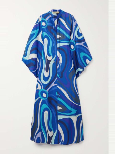 Printed silk-twill kaftan