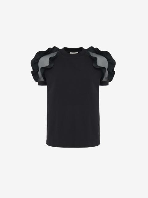 Women's Ruffle Detail T-shirt in Black