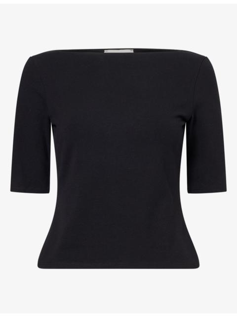 Reformation Santino Boat-Neck Stretch-Cotton Knit Top