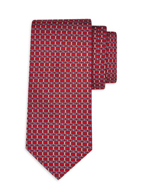 FERRAGAMO Men's Aida Silk Tie - Rosso Azzurro