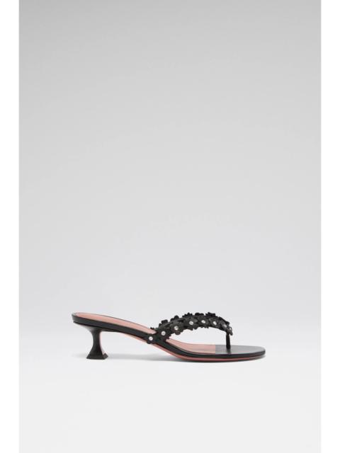Amina Muaddi JANIS SLIPPER 45 BLACK NAPPA AND WHITE CRYSTALS