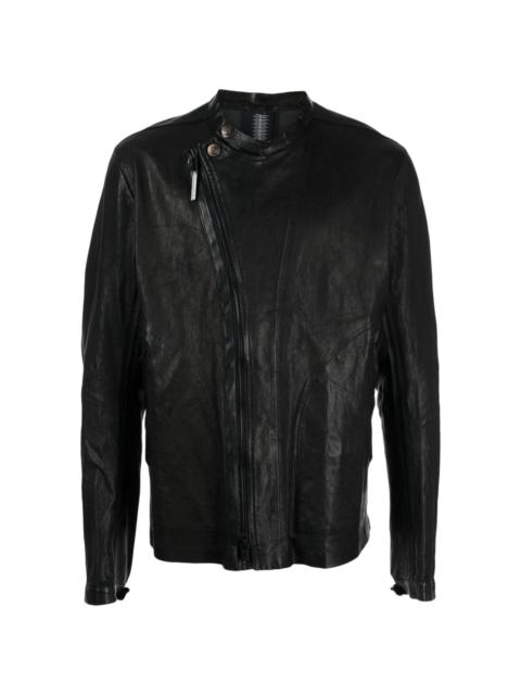 zip-detail leather jacket