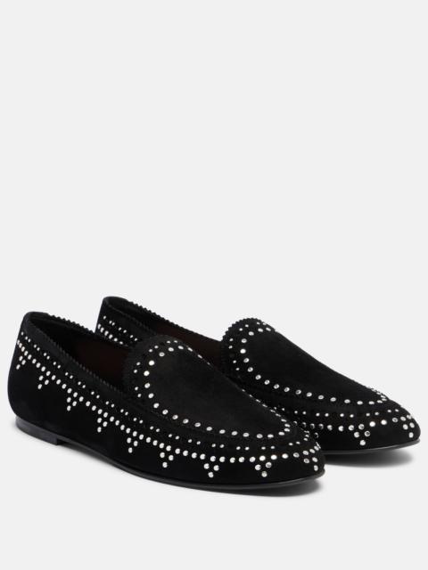AQUAZZURA Skye embellished suede loafers