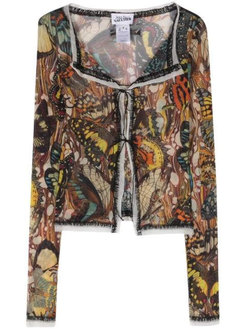 Jean Paul Gaultier butterfly-print mesh cardigan