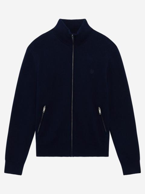 The Kooples DOUBLE-SIDED WOOL CARDIGAN WITH NAVY ZIP