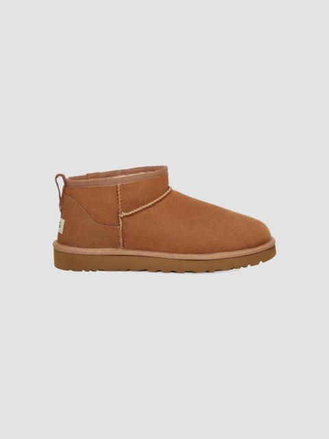 UGG Unisex Classic Ultra Mini Sheepskin Ankle Boots - Chestnut