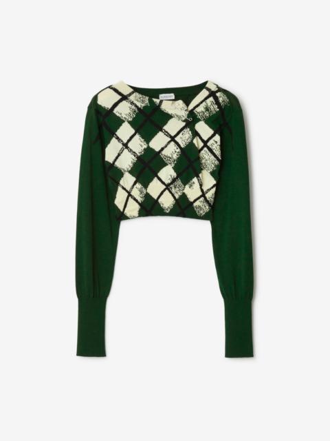 Cropped Argyle Cotton Sweater