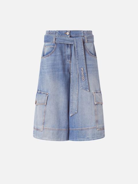 PINKO DENIM UTILITY BERMUDA SHORTS WITH BELT