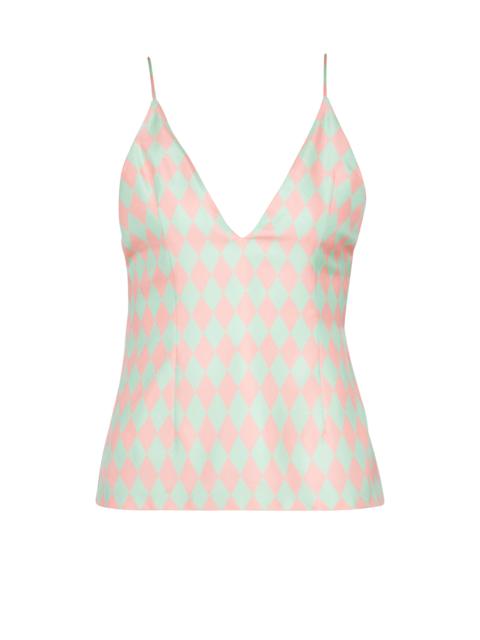 Balmain Diamond print silk top