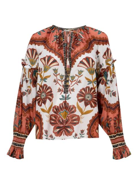 FARM RIO floral-pattern ruffled blouse