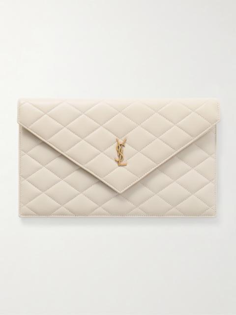 SAINT LAURENT Matelassé Leather Clutch