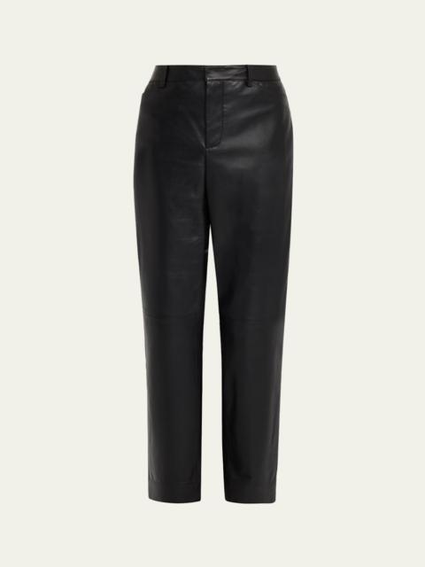 Vince Mid-Rise Straight Leather Pants