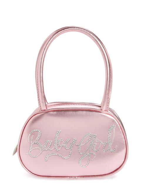 Amina Muaddi Superamini Baby Girl Metallic Leather Top Handle Bag