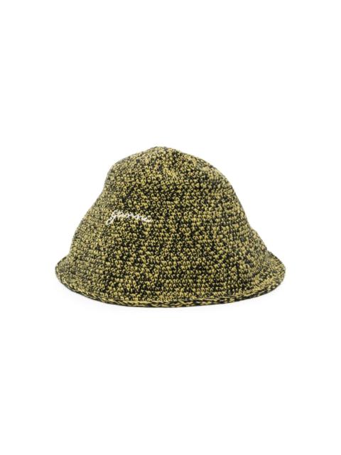logo-embroidered chunky-knit bucket hat