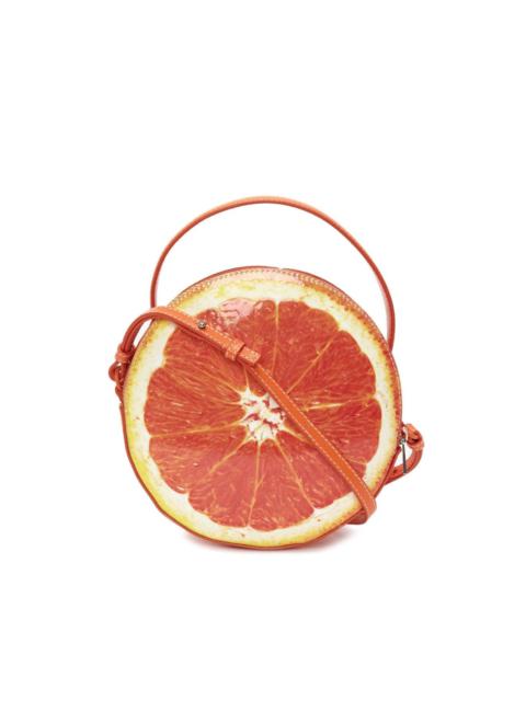 Orange leather tote bag