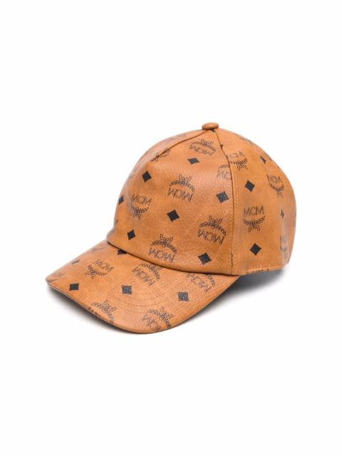 faux-leather logo-print cap