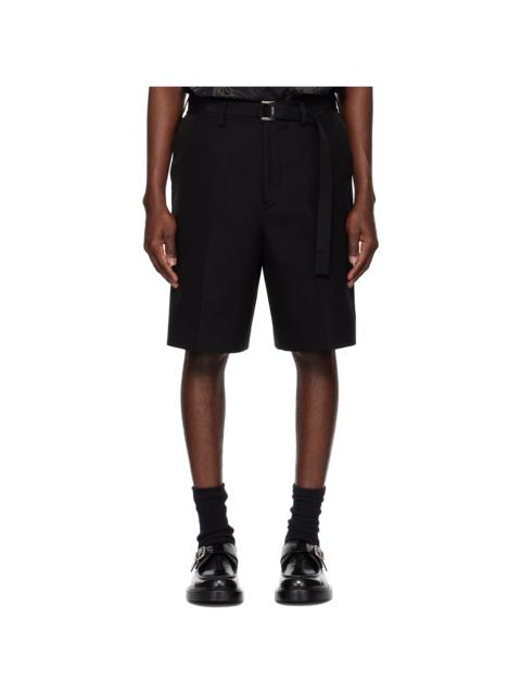 sacai Black Double-Faced Silk Cotton Shorts